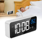 Mirror LED Alarm Clock Two Sets of Alarm Rechargeable Voice Activated Digital Clock for Bedrooms Bedside Desk Silver - Extra Image