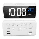 Mirror LED Alarm Clock Two Sets of Alarm Rechargeable Voice Activated Digital Clock for Bedrooms Bedside Desk White - Extra Image