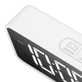 Mirror LED Alarm Clock Two Sets of Alarm Rechargeable Voice Activated Digital Clock for Bedrooms Bedside Desk White - Extra Image