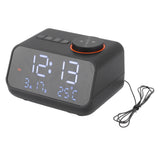 Alarm Clock Radio LED Digital Alarm Clock with FM Radio Music Temperature Humidity Display for Home Bedroom Desk Office Black - Side View