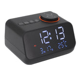 Alarm Clock Radio LED Digital Alarm Clock with FM Radio Music Temperature Humidity Display for Home Bedroom Desk Office Black