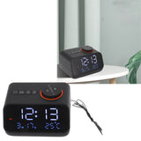 Alarm Clock Radio LED Digital Alarm Clock with FM Radio Music Temperature Humidity Display for Home Bedroom Desk Office Black