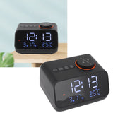 Alarm Clock Radio LED Digital Alarm Clock with FM Radio Music Temperature Humidity Display for Home Bedroom Desk Office Black