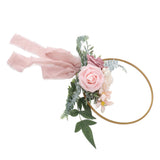 Artificial Succulents Wreath Iron Foam Greenery Wreath Portable Bridal Wreath for Wedding Celebration A - Side View