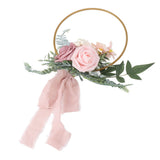 Artificial Succulents Wreath Iron Foam Greenery Wreath Portable Bridal Wreath for Wedding Celebration A
