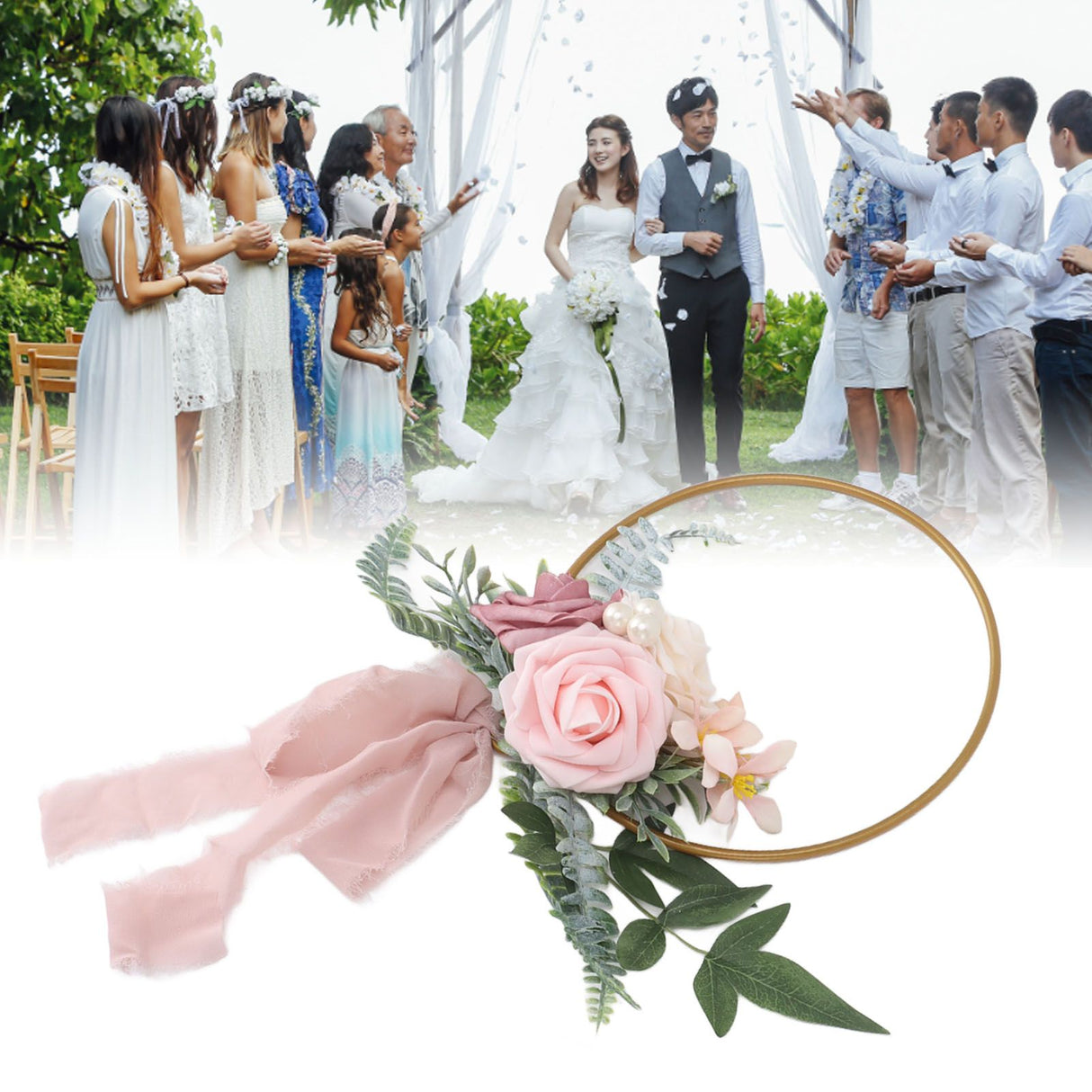 Artificial Succulents Wreath Iron Foam Greenery Wreath Portable Bridal Wreath for Wedding Celebration A