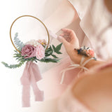 Artificial Succulents Wreath Iron Foam Greenery Wreath Portable Bridal Wreath for Wedding Celebration A - Extra Image