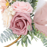 Artificial Succulents Wreath Iron Foam Greenery Wreath Portable Bridal Wreath for Wedding Celebration A - Extra Image
