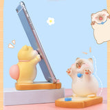 Cute Cat Cellphone Holder Resin Mini Portable Mobile Phone Stand Desk Ornament for Bedroom Office Ginger - Extra Image