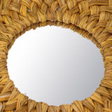 Straw Weaving Wall Mirror Retro Beautiful Woven Wall Hanging Mirror for Dorm Room Decoration Gold - Extra Image