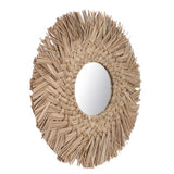 Straw Weaving Wall Mirror Retro Beautiful Woven Wall Hanging Mirror for Dorm Room Decoration Nature - Side View