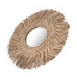 Straw Weaving Wall Mirror Retro Beautiful Woven Wall Hanging Mirror for Dorm Room Decoration Nature - 45-Degree Angle