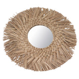 Straw Weaving Wall Mirror Retro Beautiful Woven Wall Hanging Mirror for Dorm Room Decoration Nature
