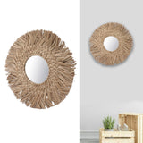 Straw Weaving Wall Mirror Retro Beautiful Woven Wall Hanging Mirror for Dorm Room Decoration Nature - Extra Image
