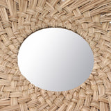 Straw Weaving Wall Mirror Retro Beautiful Woven Wall Hanging Mirror for Dorm Room Decoration Nature - Extra Image