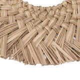 Straw Weaving Wall Mirror Retro Beautiful Woven Wall Hanging Mirror for Dorm Room Decoration Nature