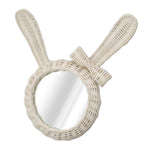 Decorative Mirror White Rabbit Shaped Retro HD Rattan Mirror for Bathroom Bedroom