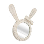 Decorative Mirror White Rabbit Shaped Retro HD Rattan Mirror for Bathroom Bedroom