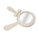 Decorative Mirror White Rabbit Shaped Retro HD Rattan Mirror for Bathroom Bedroom