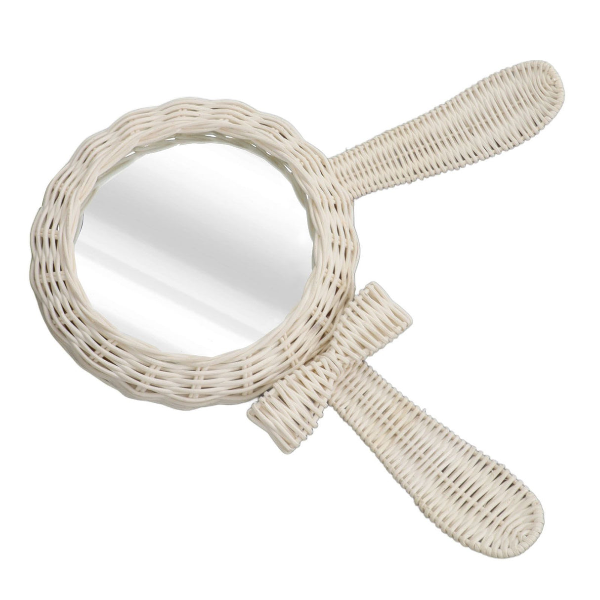 Decorative Mirror White Rabbit Shaped Retro HD Rattan Mirror for Bathroom Bedroom