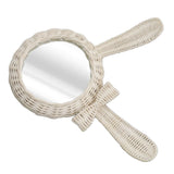 Decorative Mirror White Rabbit Shaped Retro HD Rattan Mirror for Bathroom Bedroom