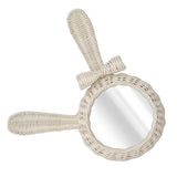 Decorative Mirror White Rabbit Shaped Retro HD Rattan Mirror for Bathroom Bedroom