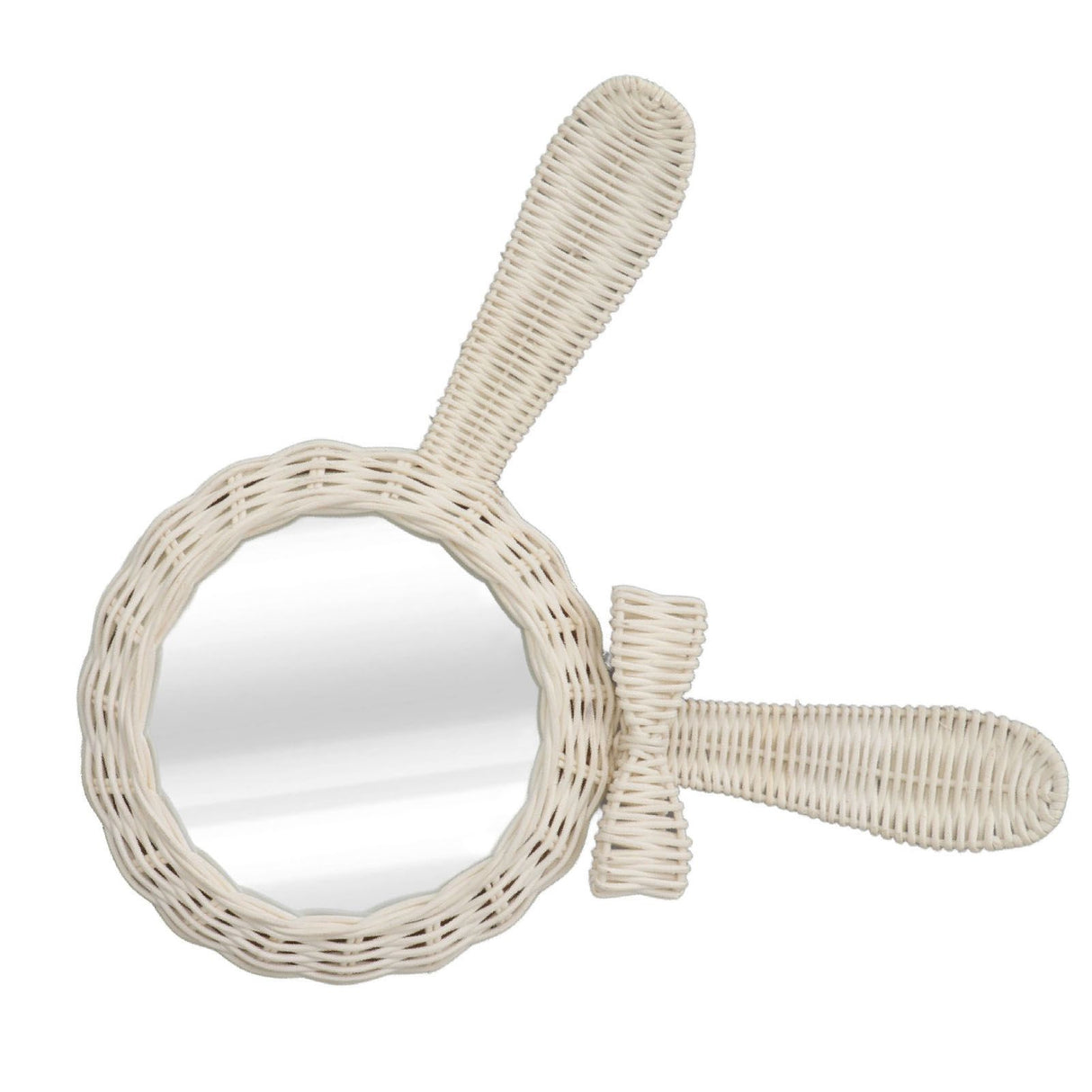Decorative Mirror White Rabbit Shaped Retro HD Rattan Mirror for Bathroom Bedroom