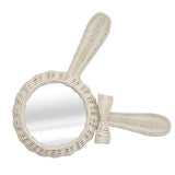 Decorative Mirror White Rabbit Shaped Retro HD Rattan Mirror for Bathroom Bedroom