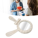 Decorative Mirror White Rabbit Shaped Retro HD Rattan Mirror for Bathroom Bedroom