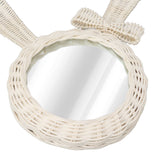 Decorative Mirror White Rabbit Shaped Retro HD Rattan Mirror for Bathroom Bedroom