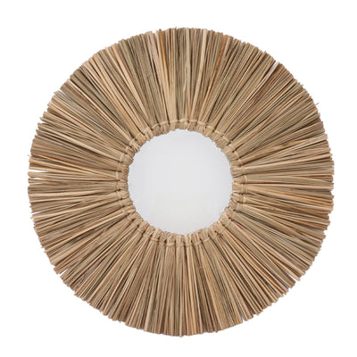 Woven Wall Mirror Decorative Hanging Round Seagrass Wall Mirror for Bedroom Living Room Home Decoration Original Color