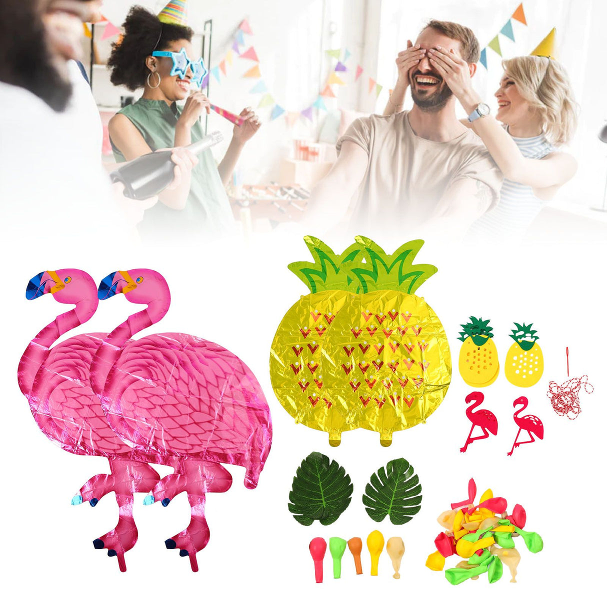 Hawaii Flamingo Pineapple Balloon Set Summer Party Decoration Balloon Set for Wedding Party