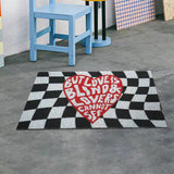 Checkerboard Kitchen Rugs Washable Hallway Entry Carpet Non Slip Entryway Runner Mat for Home Restaurant Office Heart