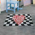 Checkerboard Kitchen Rugs Washable Hallway Entry Carpet Non Slip Entryway Runner Mat for Home Restaurant Office Heart
