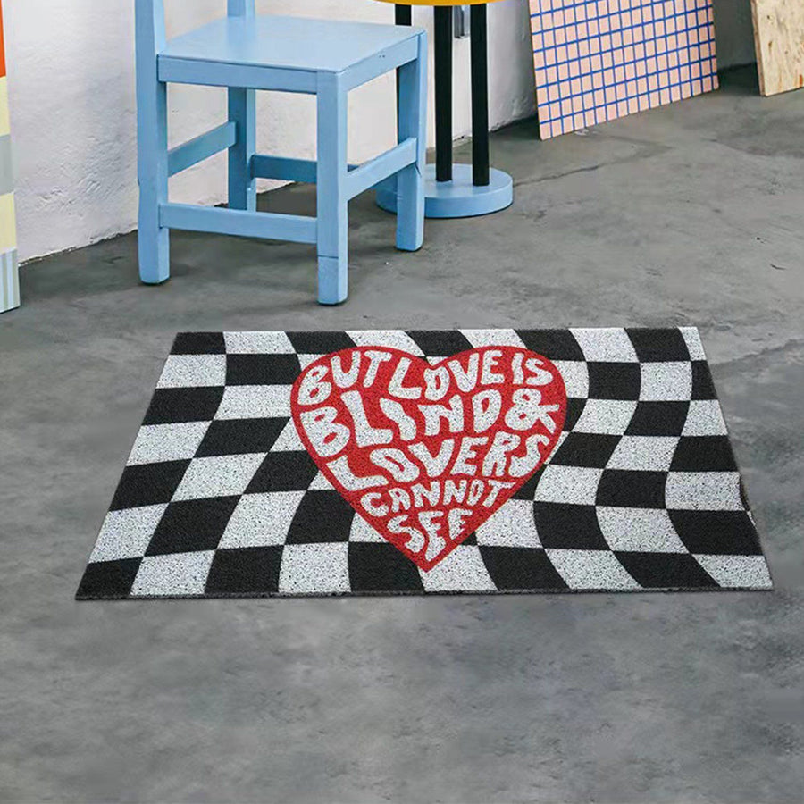 Checkerboard Kitchen Rugs Washable Hallway Entry Carpet Non Slip Entryway Runner Mat for Home Restaurant Office Heart