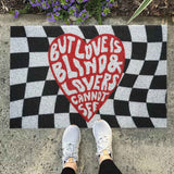 Checkerboard Kitchen Rugs Washable Hallway Entry Carpet Non Slip Entryway Runner Mat for Home Restaurant Office Heart - Rear View