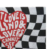 Checkerboard Kitchen Rugs Washable Hallway Entry Carpet Non Slip Entryway Runner Mat for Home Restaurant Office Heart - Close-Up Angle