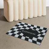 Checkerboard Kitchen Rugs Washable Hallway Entry Carpet Non Slip Entryway Runner Mat for Home Restaurant Office Black