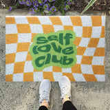 Checkerboard Kitchen Rugs Washable Hallway Entry Carpet Non Slip Entryway Runner Mat for Home Restaurant Office Yellow