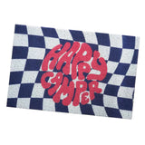 Checkerboard Kitchen Rugs Washable Hallway Entry Carpet Non Slip Entryway Runner Mat for Home Restaurant Office Blue - Side View