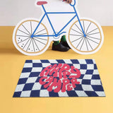 Checkerboard Kitchen Rugs Washable Hallway Entry Carpet Non Slip Entryway Runner Mat for Home Restaurant Office Blue