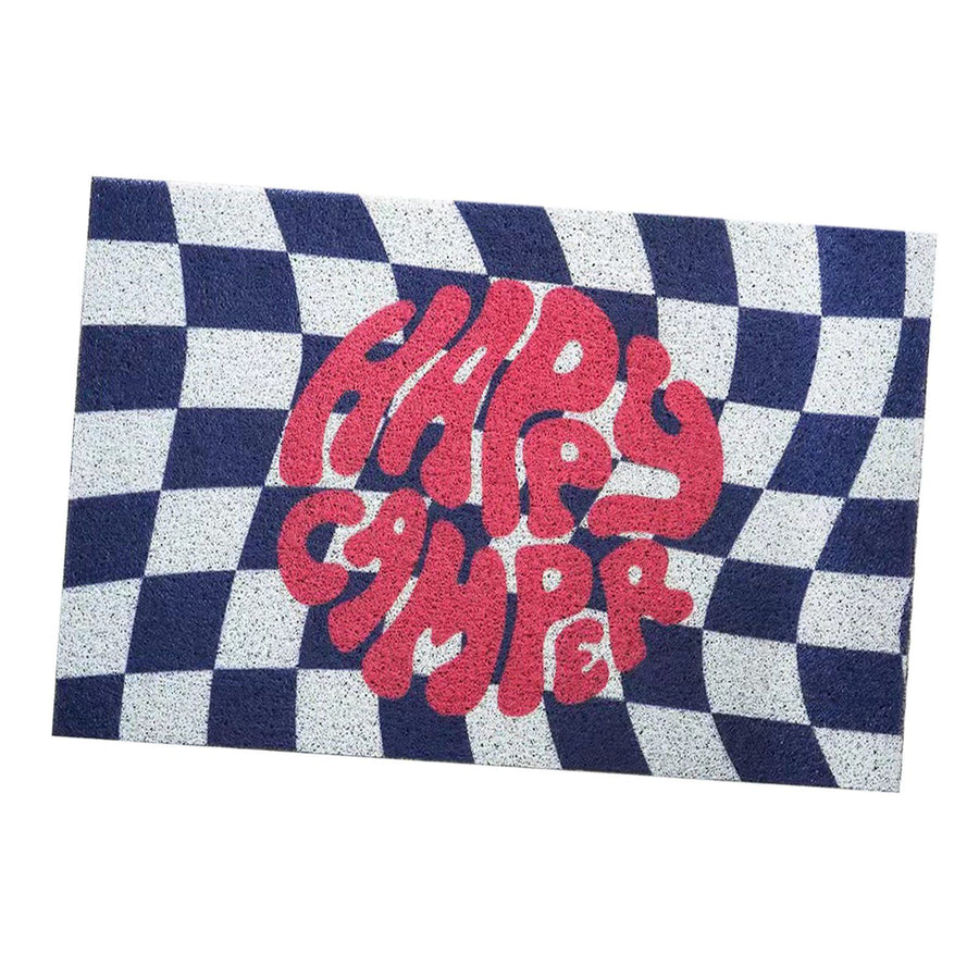 Checkerboard Kitchen Rugs Washable Hallway Entry Carpet Non Slip Entryway Runner Mat for Home Restaurant Office Blue