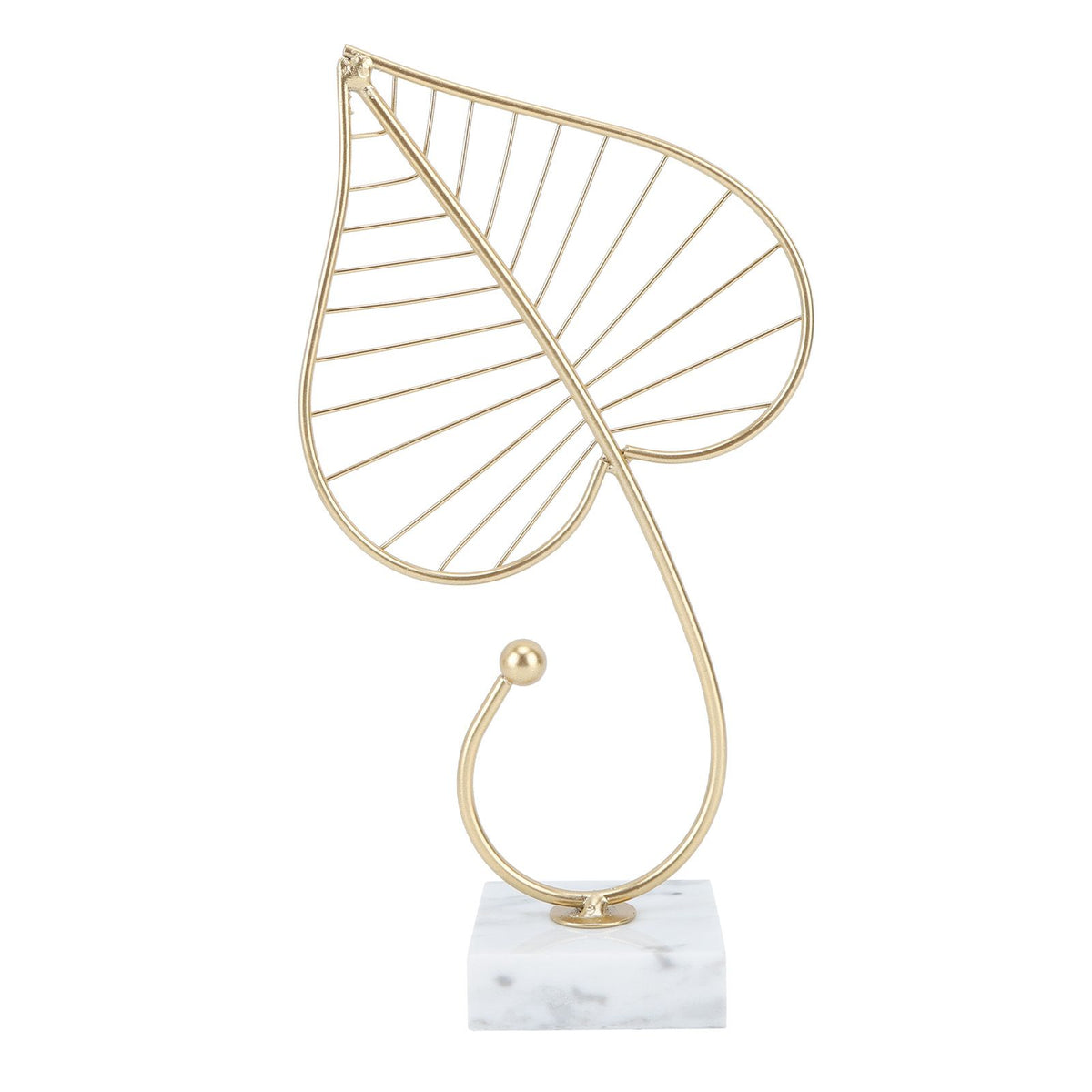 Leaf Sculpture Statue Light Luxury Marble Base Easy to Clean Home Decoration for Hallway