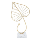 Leaf Sculpture Statue Light Luxury Marble Base Easy to Clean Home Decoration for Hallway - Side View