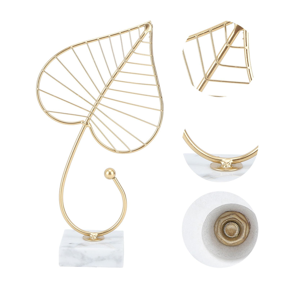 Leaf Sculpture Statue Light Luxury Marble Base Easy to Clean Home Decoration for Hallway
