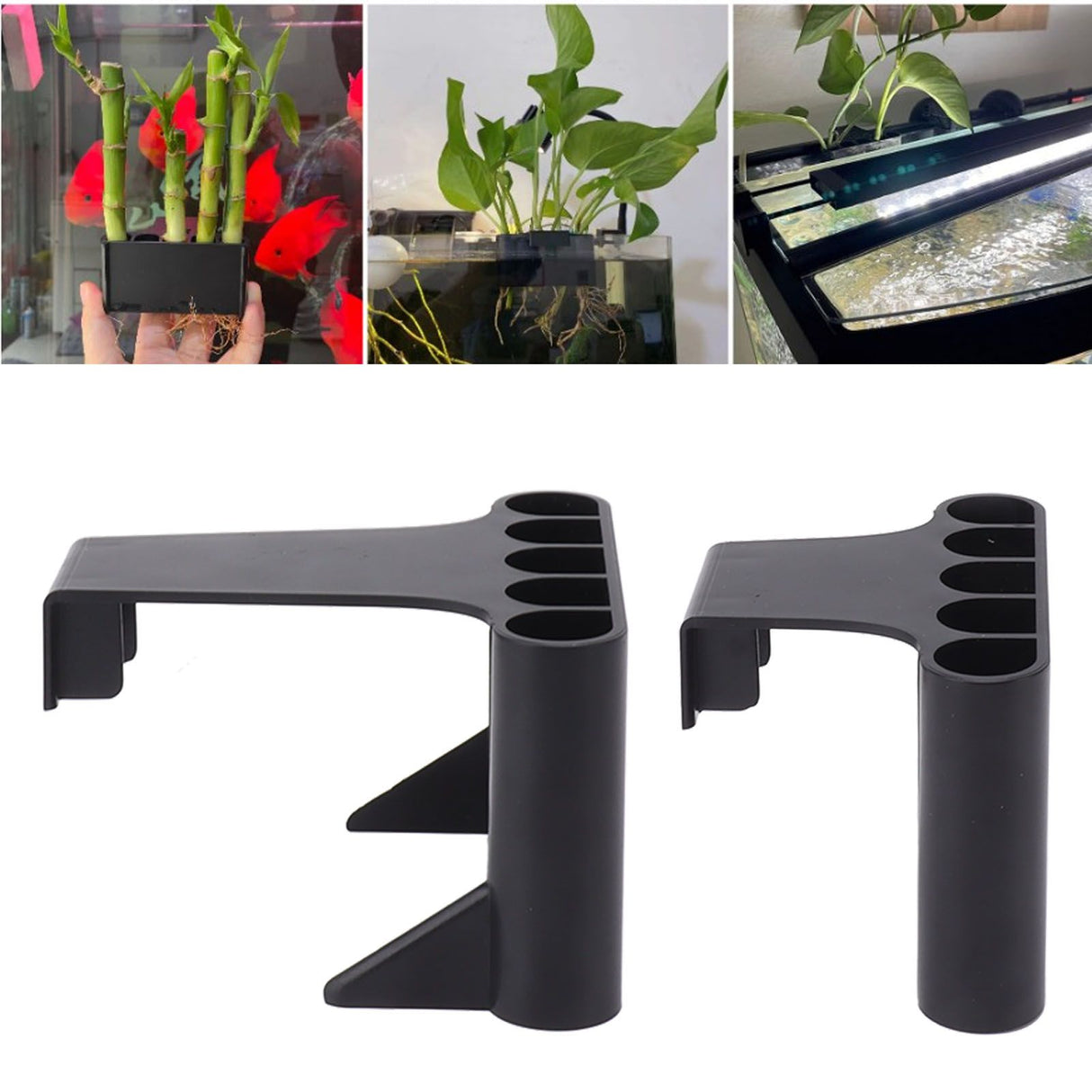 2Pcs Aquarium Plant Holder Aquarium Hanging Aquatic Plant Holder Fish Tank Decorations with Integrated Hook Long Hook Short Hook