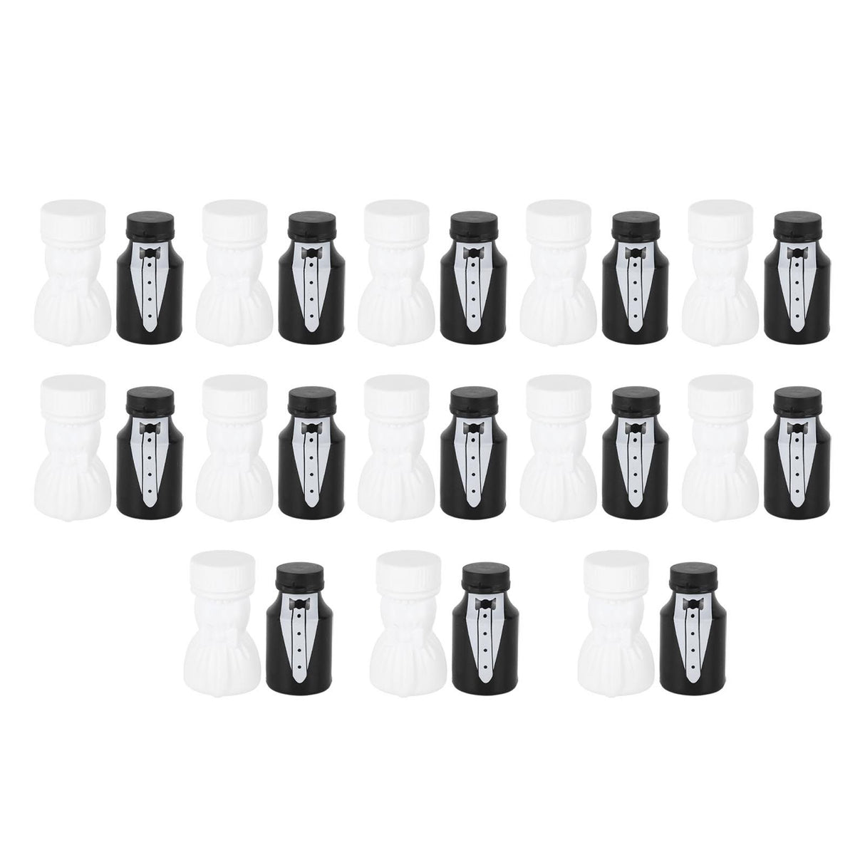 26PCS Wedding Bubble Bottles Bride and Groom Shape Mini Bubble Party Bottle for Anniversary Engagement Bridal Celebration Black and White