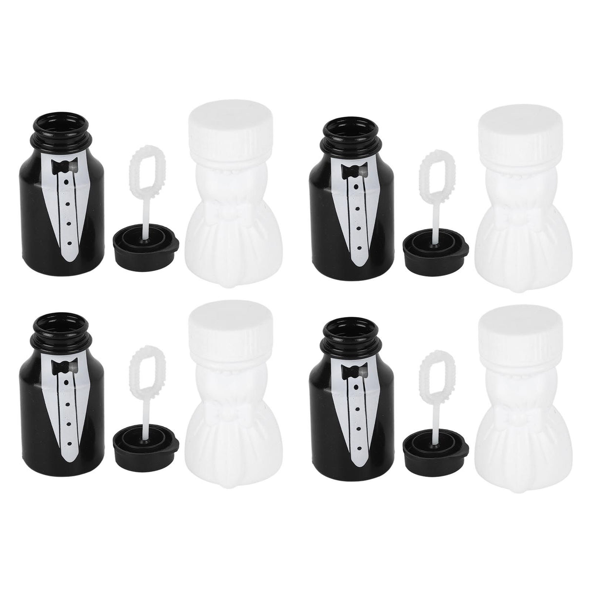 26PCS Wedding Bubble Bottles Bride and Groom Shape Mini Bubble Party Bottle for Anniversary Engagement Bridal Celebration Black and White