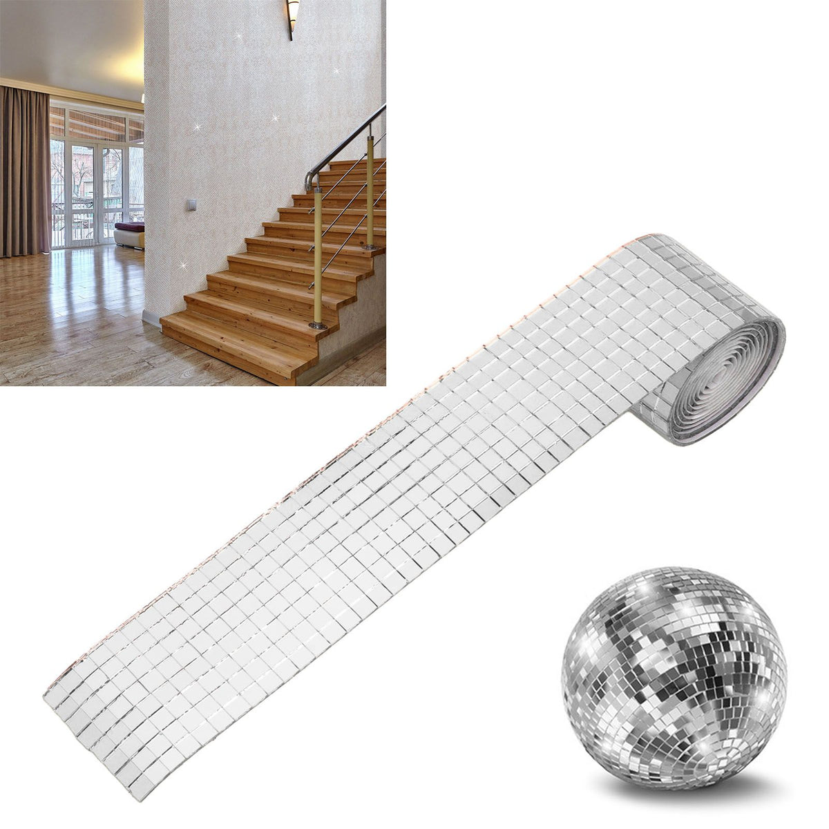 1600Pcs Self Adhesive Mirror Mosaic Sheet Adhesive Mosaic Square Glass Tile Sticker for Home Decorating Silver