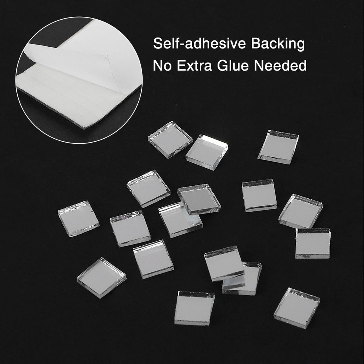1600Pcs Self Adhesive Mirror Mosaic Sheet Adhesive Mosaic Square Glass Tile Sticker for Home Decorating Silver